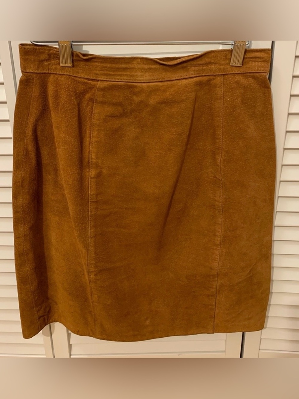 Vintage Camel Brown Suede Skirt fits size small - 14 inches across (28 around)